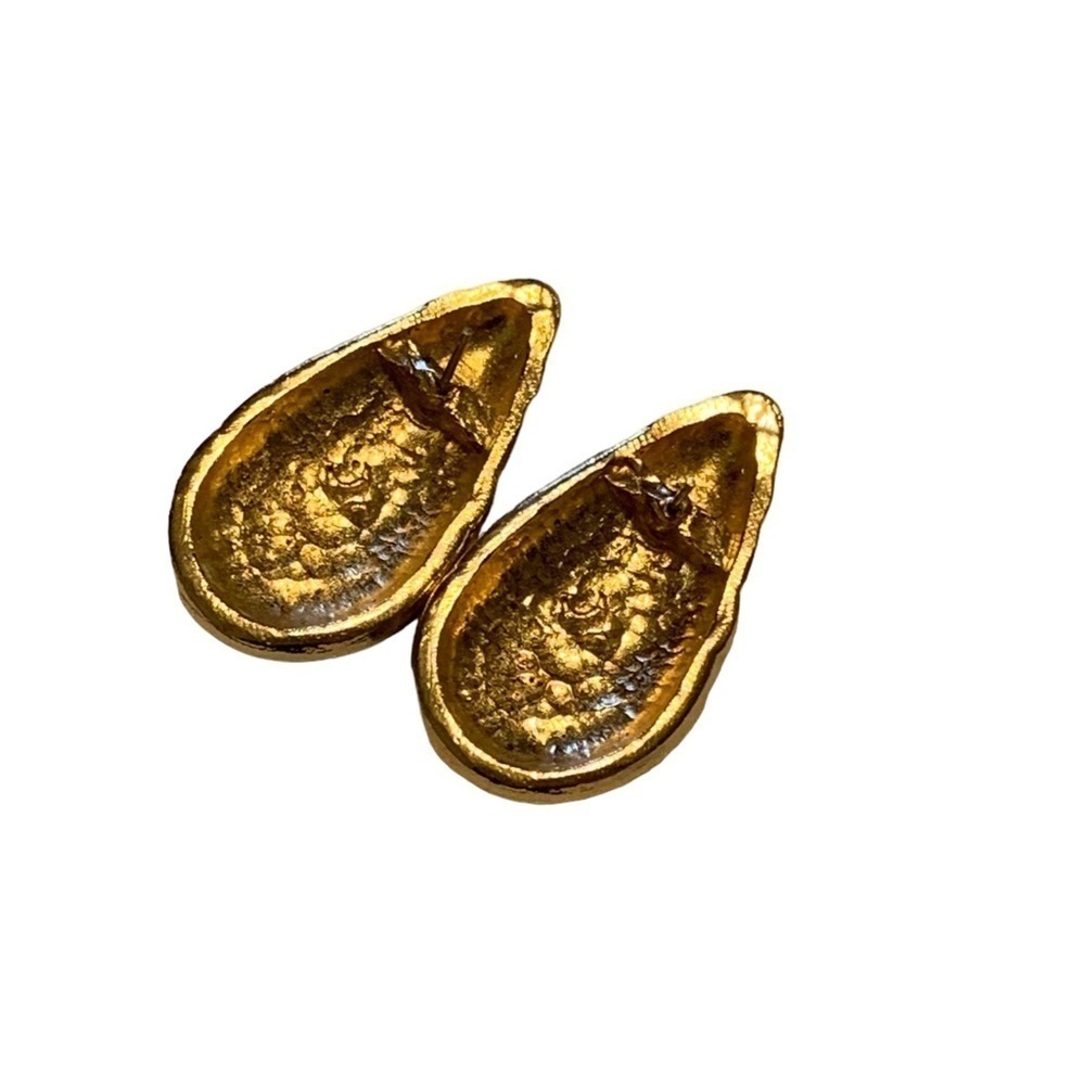 Vintage Enameled Earrings Blue Purple Gold - Picture 4 of 5